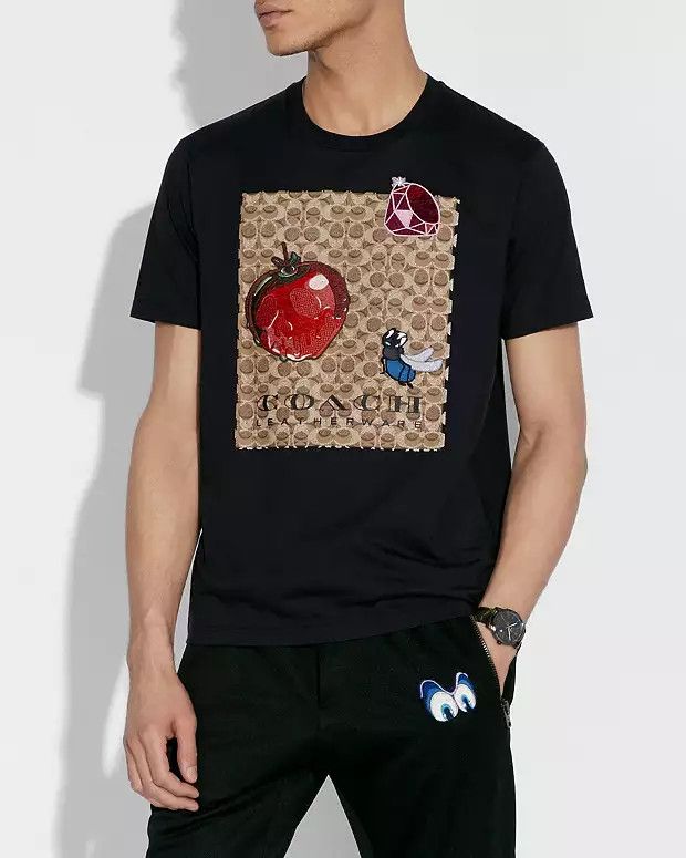 image of Coach X Disney Embroidered T-Shirt Size M in Black, Men's