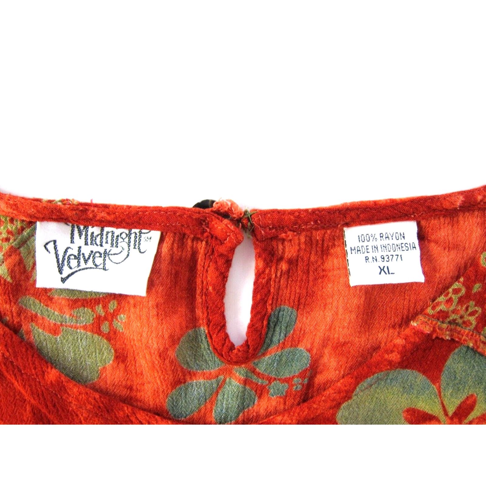 Velvet Midnight Velvet Blouse XL Short Sleeve Tunic Floral Rayon Orange Green Vintage Womens Size XL / US 12-14 / IT 48-50 - 3 Thumbnail