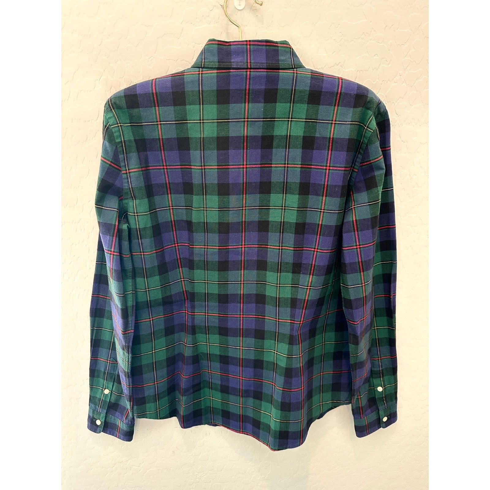 Other AMERICAN LIVING Green Plaid Tuxedo Ruffle Long Sleeve Top Size S / US 4 / IT 40 - 4 Thumbnail
