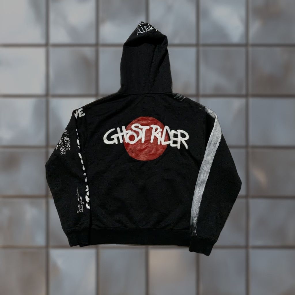 Vintage VINTAGE KRH Ghost Rider Made In Italy Zip Black Hoodie Sz. S Mens Size US S / EU 44-46 / 1 - 1 Thumbnail