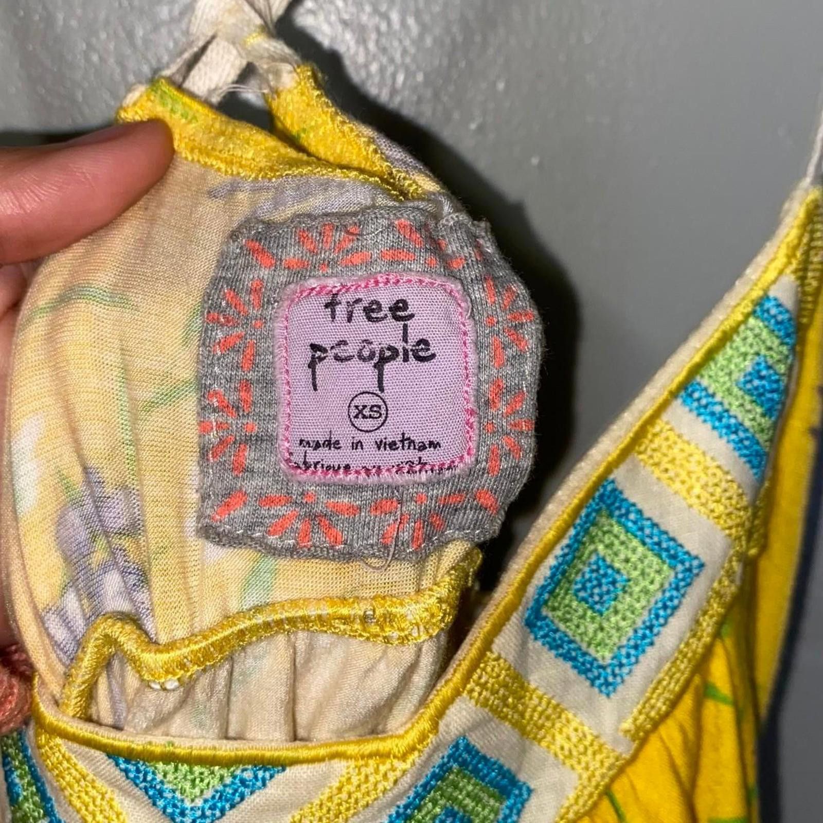 Free People Free People Women's Yellow and Pink Dress Size XS / US 0-2 / IT 36-38 - 3 Thumbnail