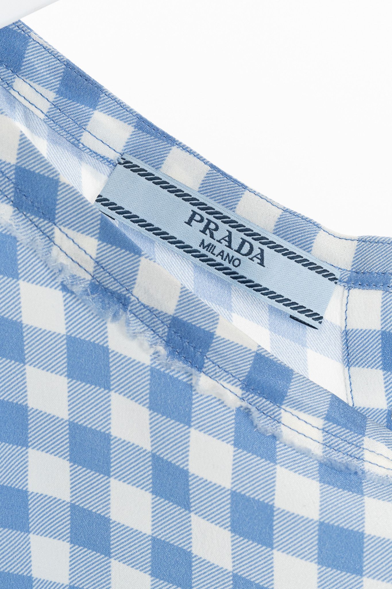 Prada Prada AW13 Blue Gingham Silk Crepe Blouse Size S / US 4 / IT 40 - 8 Thumbnail