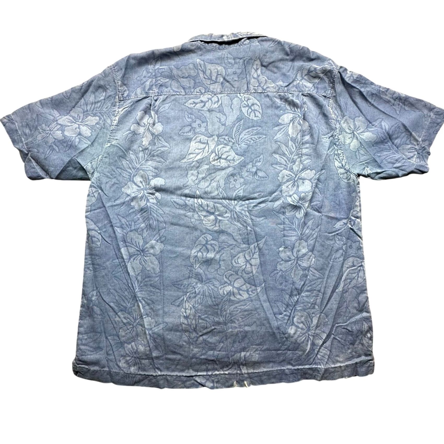 Tommy Bahama Tommy Bahama 100% Silk Floral Hawaiian Short Sleeve Shirt Mens Medium Blue Size US M / EU 48-50 / 2 - 2 Thumbnail