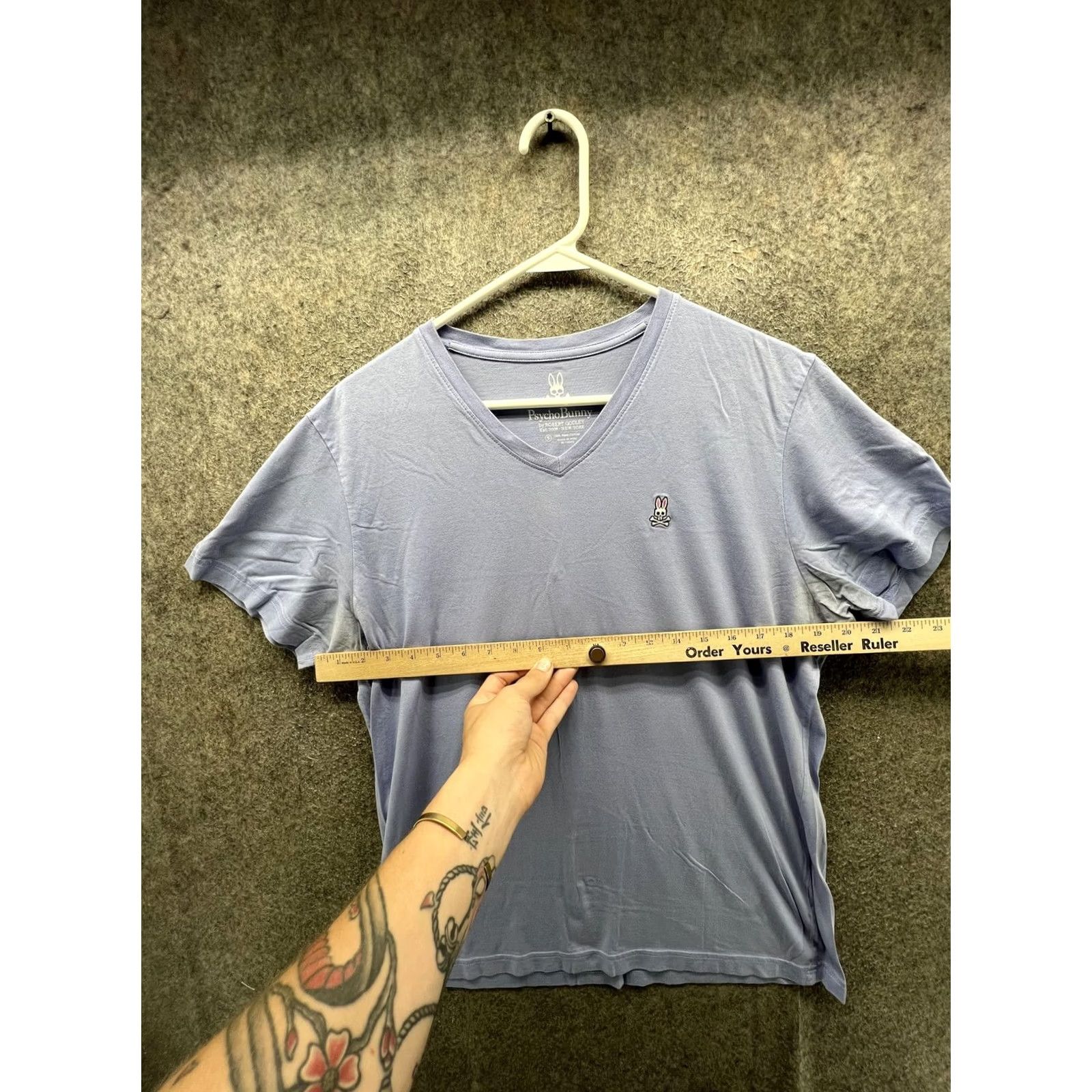 Psycho Bunny Psycho Bunny Shirt Mens M Blue V Neck Pima Cotton Skull Bunny Tee Tagless Short Sleeve Vintage No Size US M / EU 48-50 / 2 - 4 Thumbnail