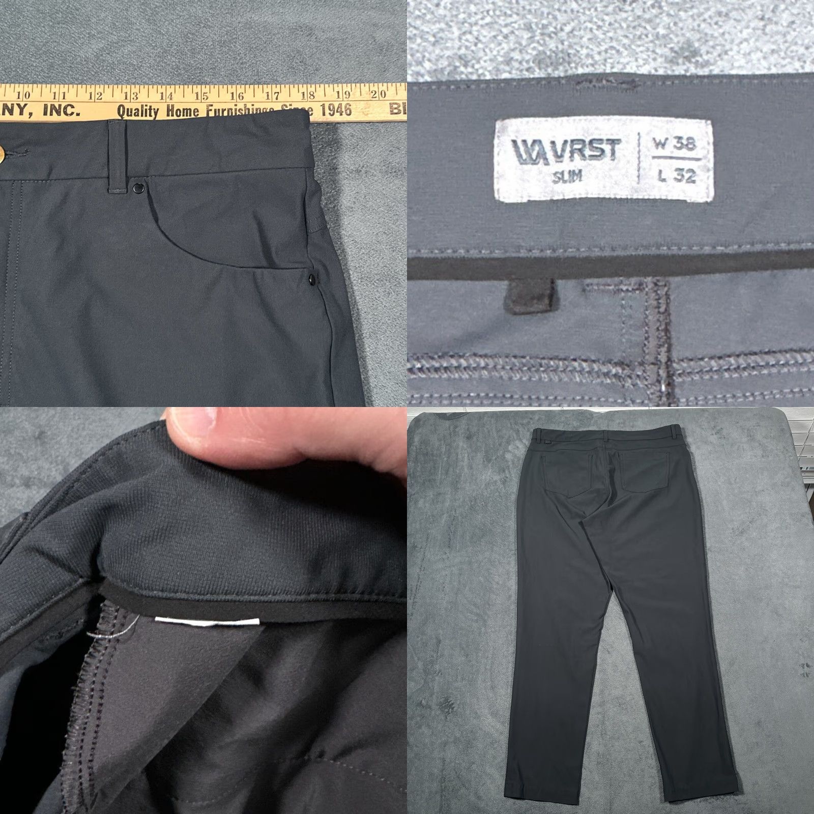 Vintage VRST Slim Performance Golf Pants Mens 38x30 Gray Slate 5-Pocket Casual Sports Size US 38 / EU 54 - 8 Thumbnail