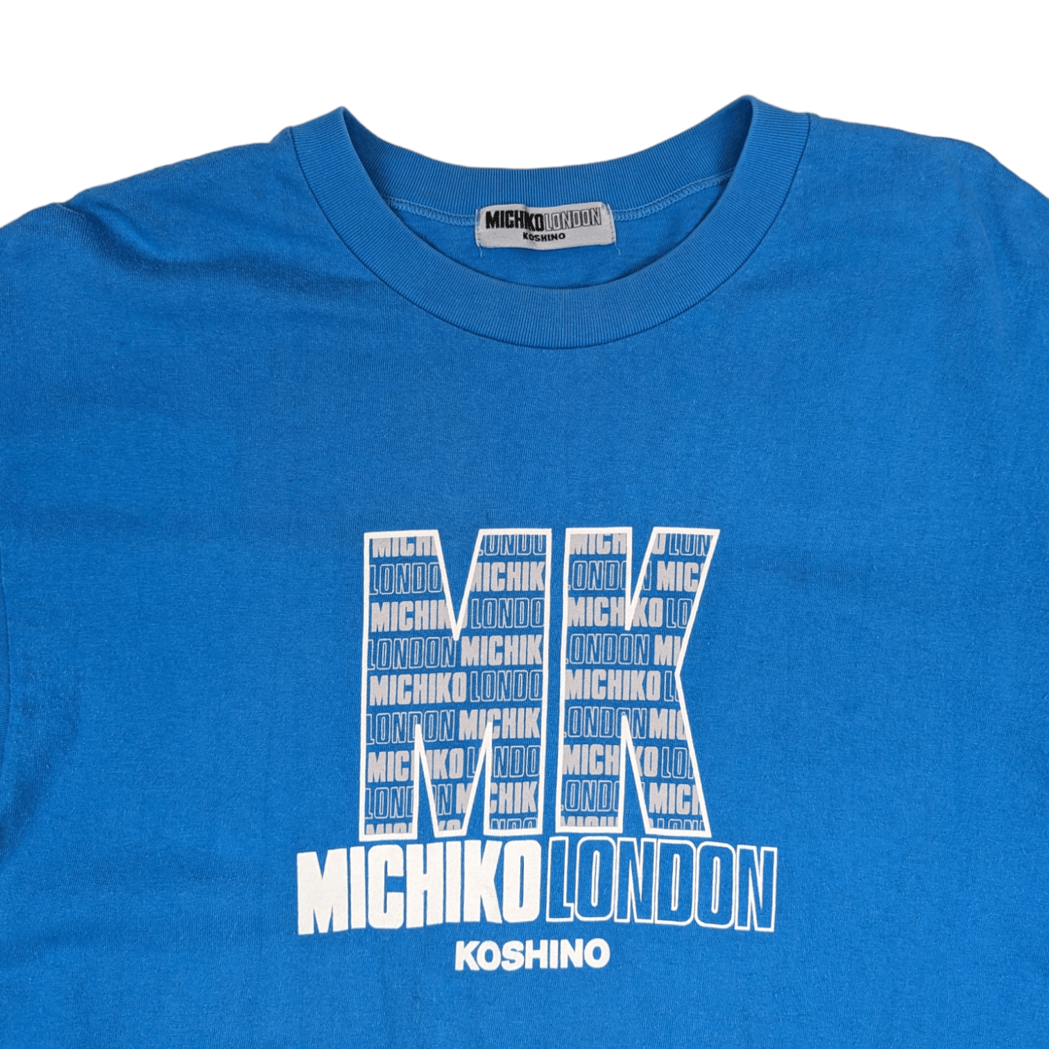 Japanese Brand 90's MICHIKO KOSHINO LONDON Big Logo T-Shirt Single Stitches Size US M / EU 48-50 / 2 - 4 Thumbnail