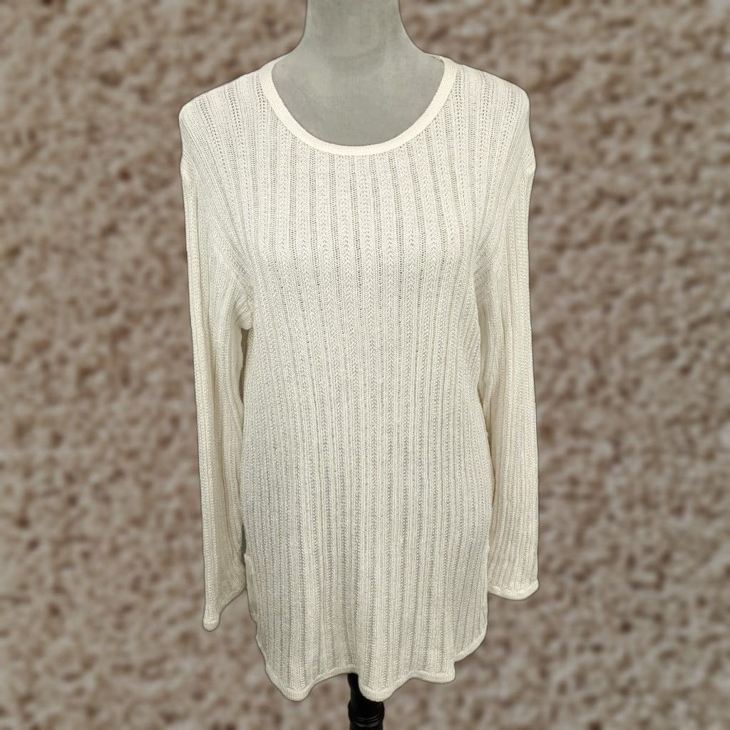 Diane von Furstenberg Diane von Furstenberg Sweater Womens Large White Knit Lightweight Pullover Size L / US 10 / IT 46 - 1 Thumbnail