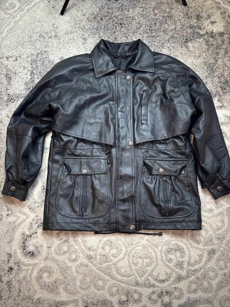 Vintage 90s Vintage Oversized Multi-Pocket Leather Field Jacket Size US L / EU 52-54 / 3 - 15 Thumbnail