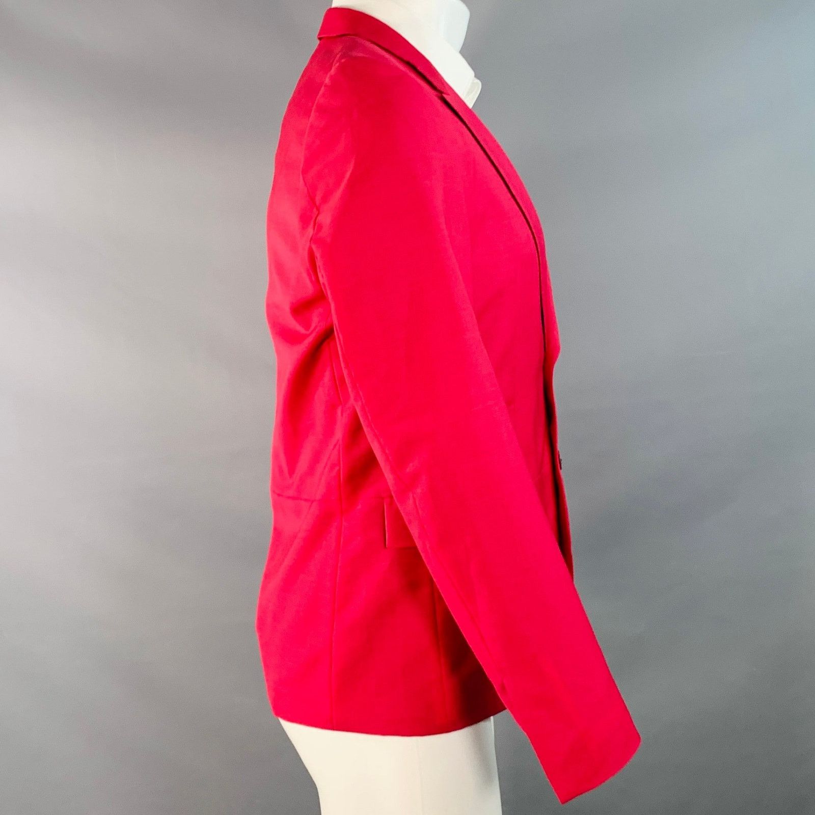 Paul Smith Size 38 Red Black Wool Mohair Peak Lapel Sport Coat Size 38R - 3 Thumbnail