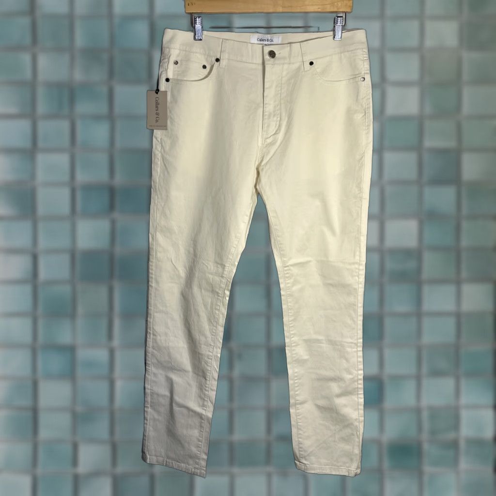 VINTAGE Collars & Co CEO Pants - Chino Five Pocket Cotton Stretch Stone 34x32 Regular Men's