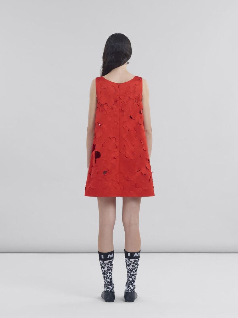 Marni o1f1d3z0326 Textured-Finish Mini Dress in Red Size S / US 4 / IT 40 - 3 Thumbnail