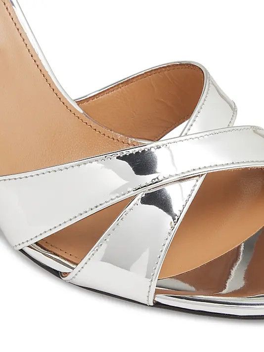 Aquazzura os11x1225 Divine 85MM Metallic Block-Heel Sandals in Silver Size US 9 / IT 39 - 5 Thumbnail