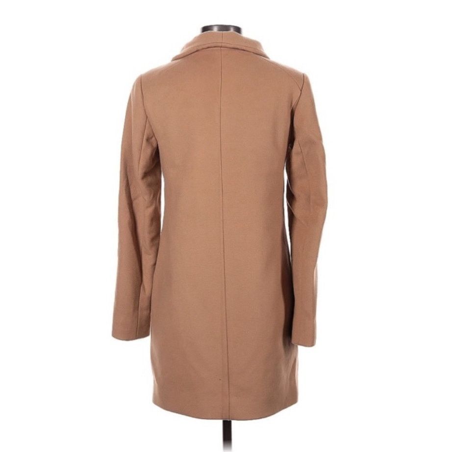 Covington Cocoon Long Tan Pea Coat Tweed Zip-up Jacket Pockets Medium Size M / US 6-8 / IT 42-44 - 2 Thumbnail