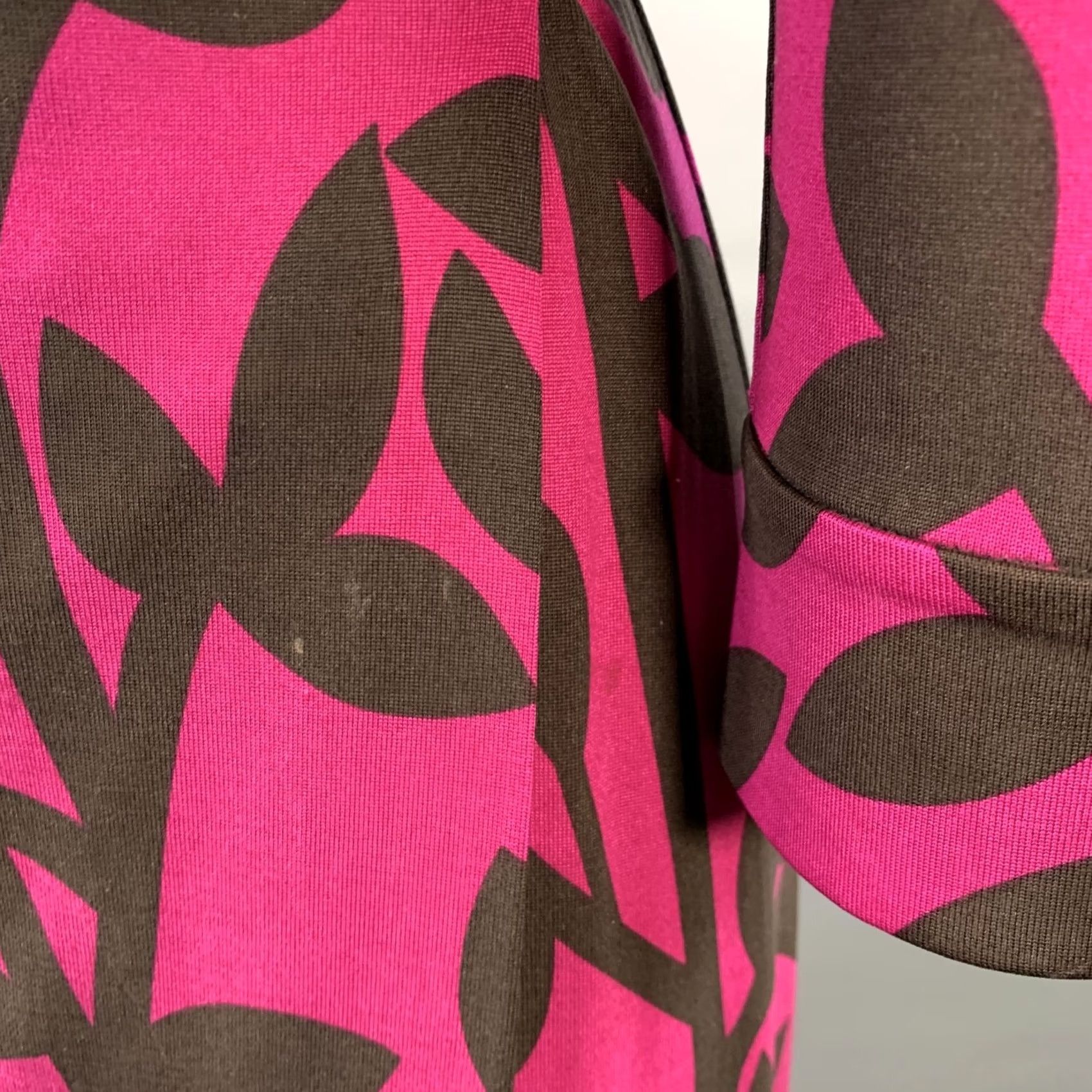 Diane von Furstenberg DIANE VON FURSTENBERG Wrap Dress M Brown Magenta Silk Abstract Floral Women Size M / US 6-8 / IT 42-44 - 5 Thumbnail