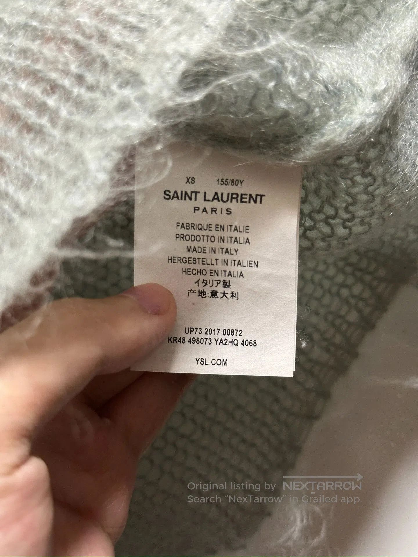 Saint Laurent Paris Saint Laurent Light Blue Cropped Mohair Sweater XS. Size XS / US 0-2 / IT 36-38 - 8 Thumbnail