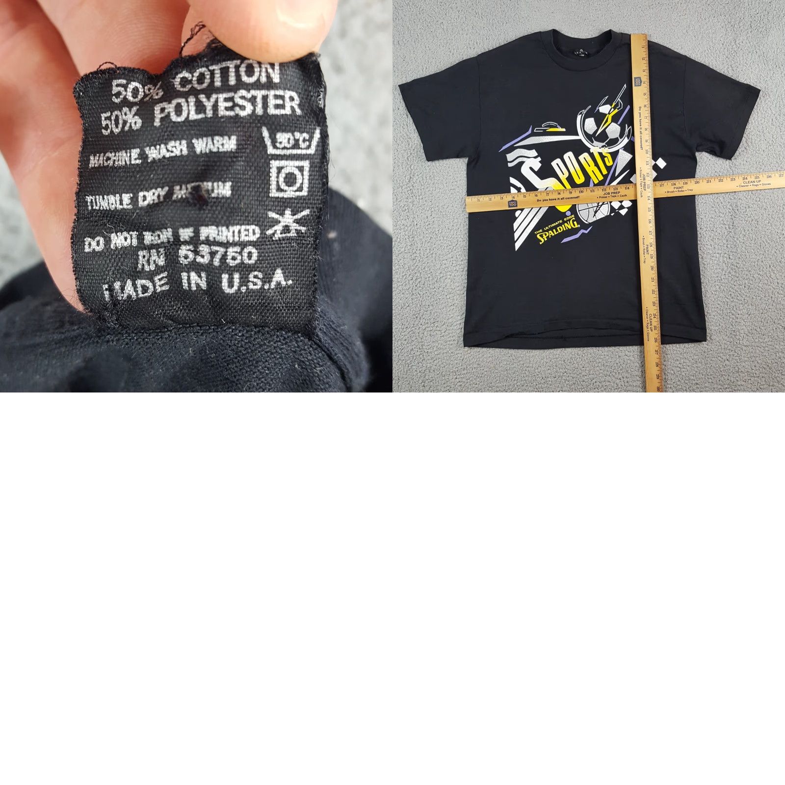 Spalding VINTAGE Spalding Basketball Tee 90s Black T-Shirt Mens Size M Soccer USA Size US M / EU 48-50 / 2 - 8 Thumbnail