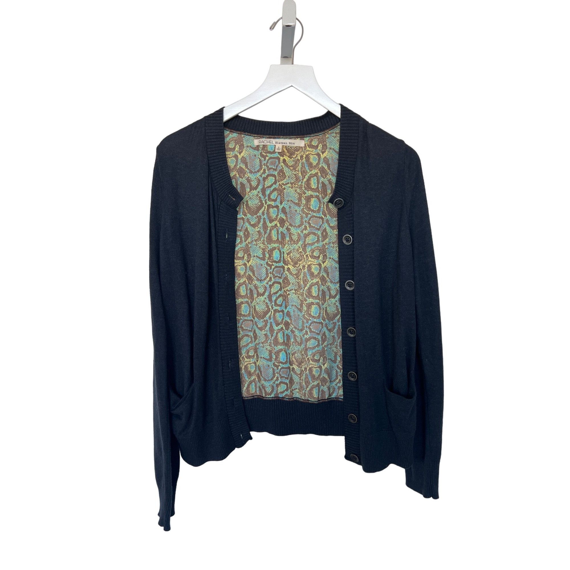 Other Rachel Roy Navy Cardigan With Sheer Snake Print Back Size S / US 4 / IT 40 - 1 Thumbnail