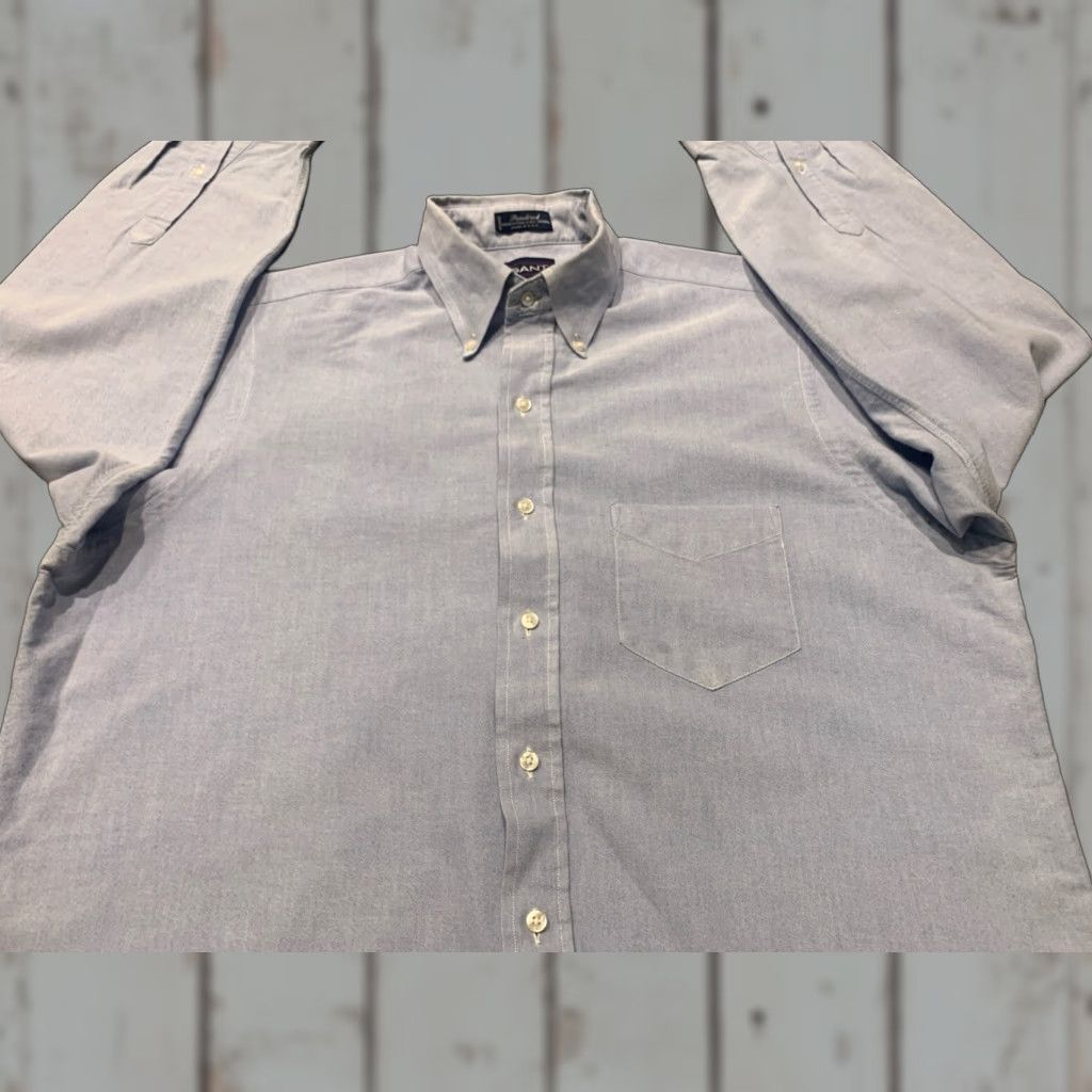 Gant VINTAGE GANT Oxford Button-Up Shirt 17 Blue Solid Long Sleeve Mens Size US XL / EU 56 / 4 - 1 Thumbnail