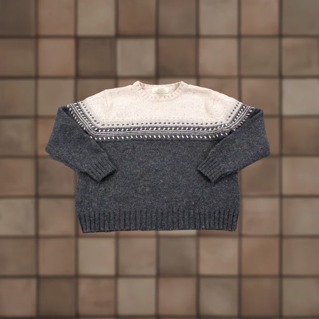 Vintage Irelandseye Sweater Womens M Gray White Lambs Wool Silk Heavy Vintage Pullover Crew Neck Thermal Womens Size M / US 6-8 / IT 42-44 - 1 Thumbnail