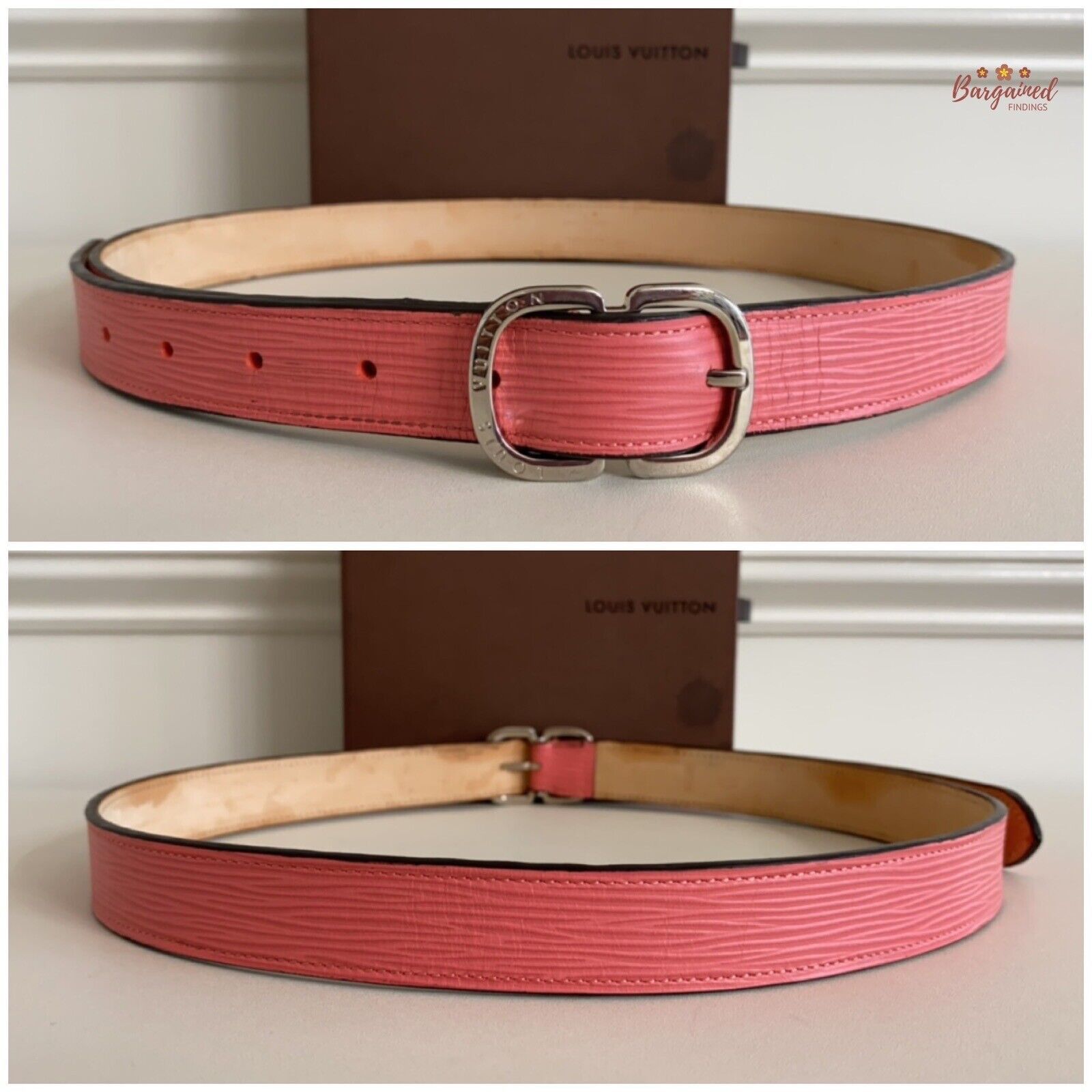 Louis Vuitton Louis Vuitton Pink Epi Leather Silver Butterfly Buckle Belt Size ONE SIZE - 6 Thumbnail
