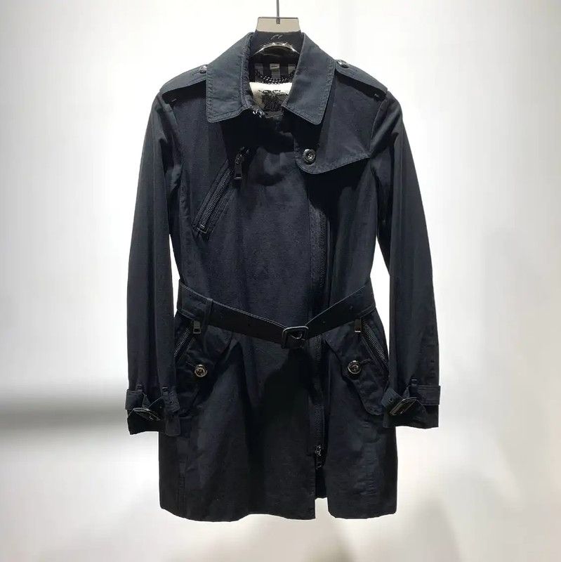 Burberry Burberry Women's Black Cotton Trench Coat Size L / US 10 / IT 46 - 1 Thumbnail
