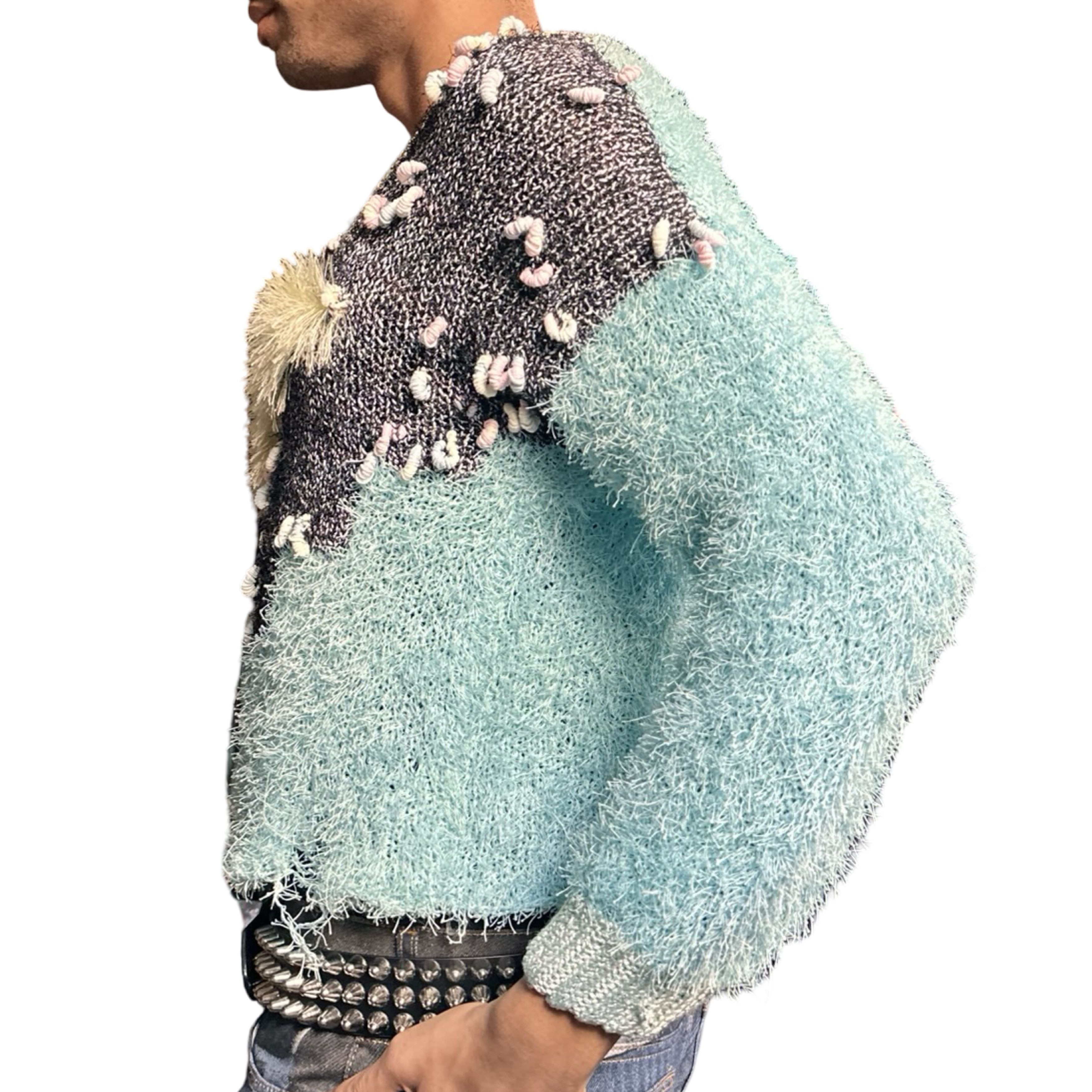 Vintage Vintage Blue & Yellow Granny Knit Retro Sweater – XL Size US XL / EU 56 / 4 - 5 Thumbnail