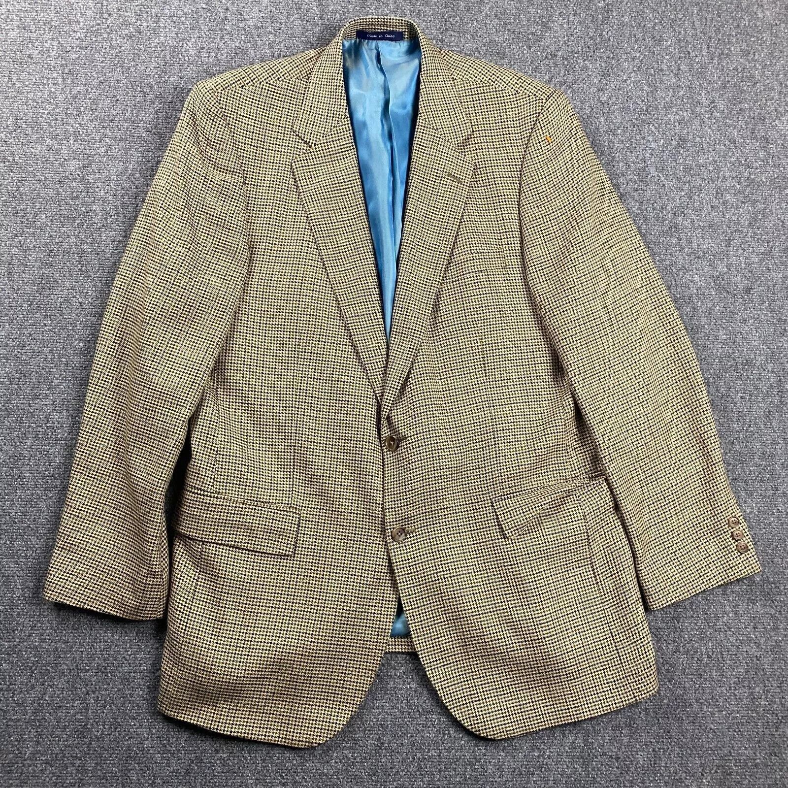 Alan Flusser Alan Flusser Blazer 44L Houndstooth Silk Worsted Wool Mens Size 44L - 1 Thumbnail