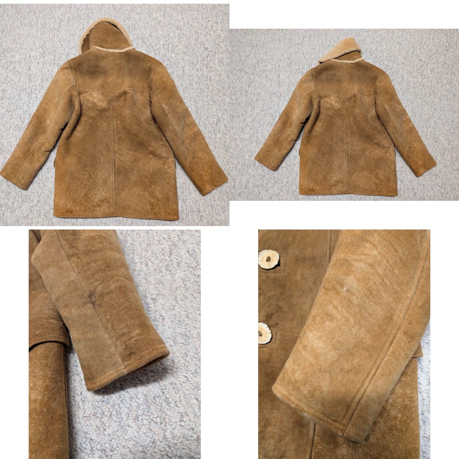 Vintage VINTAGE shearling coat men's rancher 42 brown leather sheepSkin shawl western coat M Size US M / EU 48-50 / 2 - 8 Thumbnail