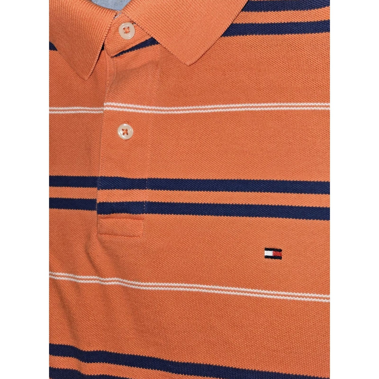 Tommy Hilfiger Tommy Hilfiger Polo Shirt Men XXL Orange Short Sleeve Striped Y2K Preppy Polo Mens 2XL Orange Striped Classic Logo Golf Walking Size US XXL / EU 58 / 5 - 5 Thumbnail