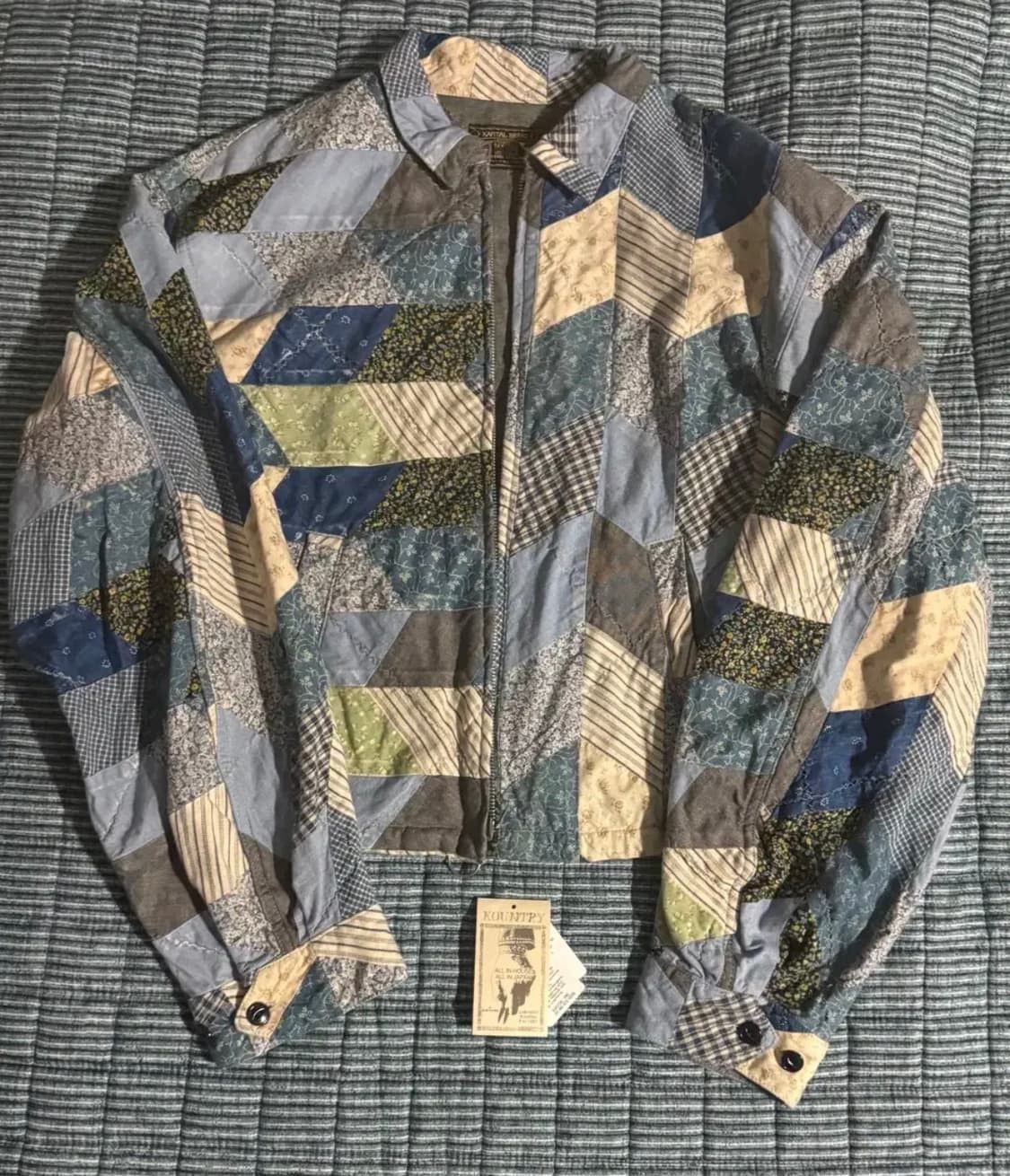 Kapital Kapital Yabane Cropped Quilted Patchwork Cotton Linen Jacket Size US L / EU 52-54 / 3 - 5 Thumbnail