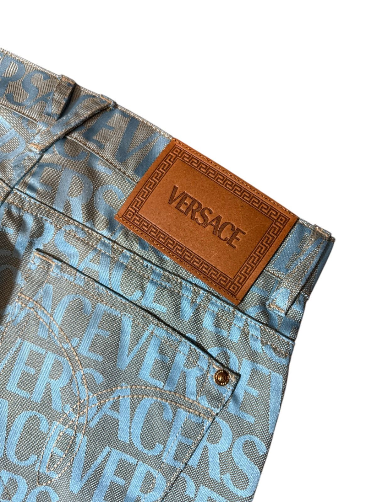 Versace Versace Jeans - Light Blue All-Over Logo Print Size US 29 - 12 Thumbnail