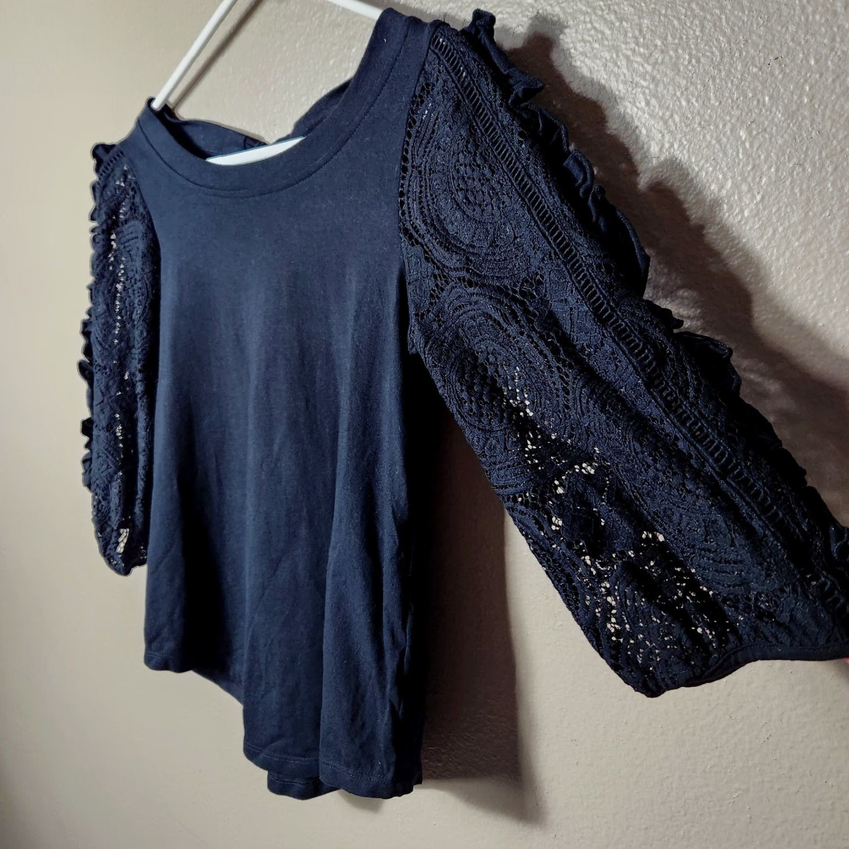 Vintage Nina Blouse XS Black Puff Ruffle Lace Sleeve Top Size XS / US 0-2 / IT 36-38 - 4 Thumbnail