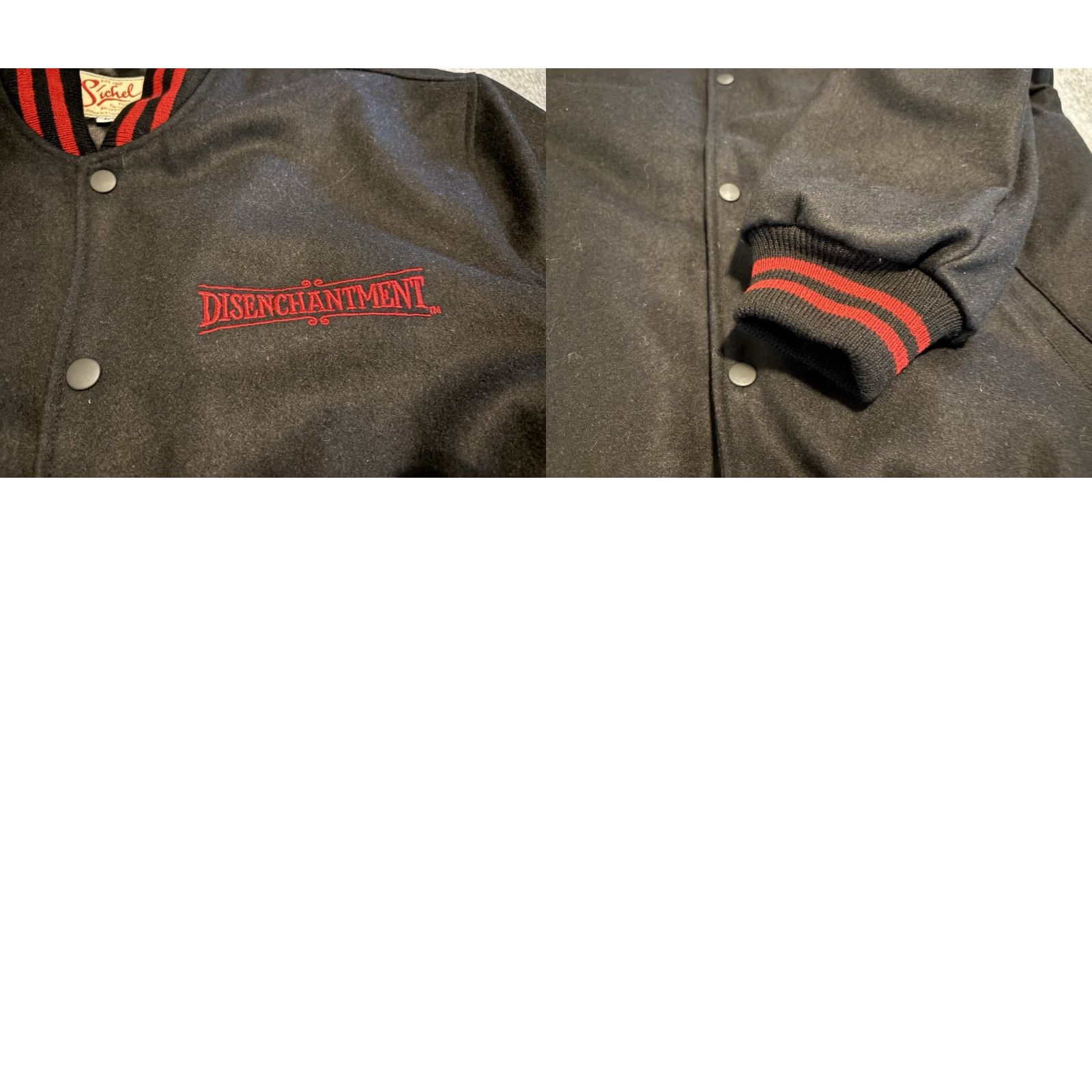 Vintage Sichel Wool Jacket Bomber Jacket Men Black L Luci Cartoon Disenchantment TV Show Rare 90s/2000s Size US L / EU 52-54 / 3 - 8 Thumbnail