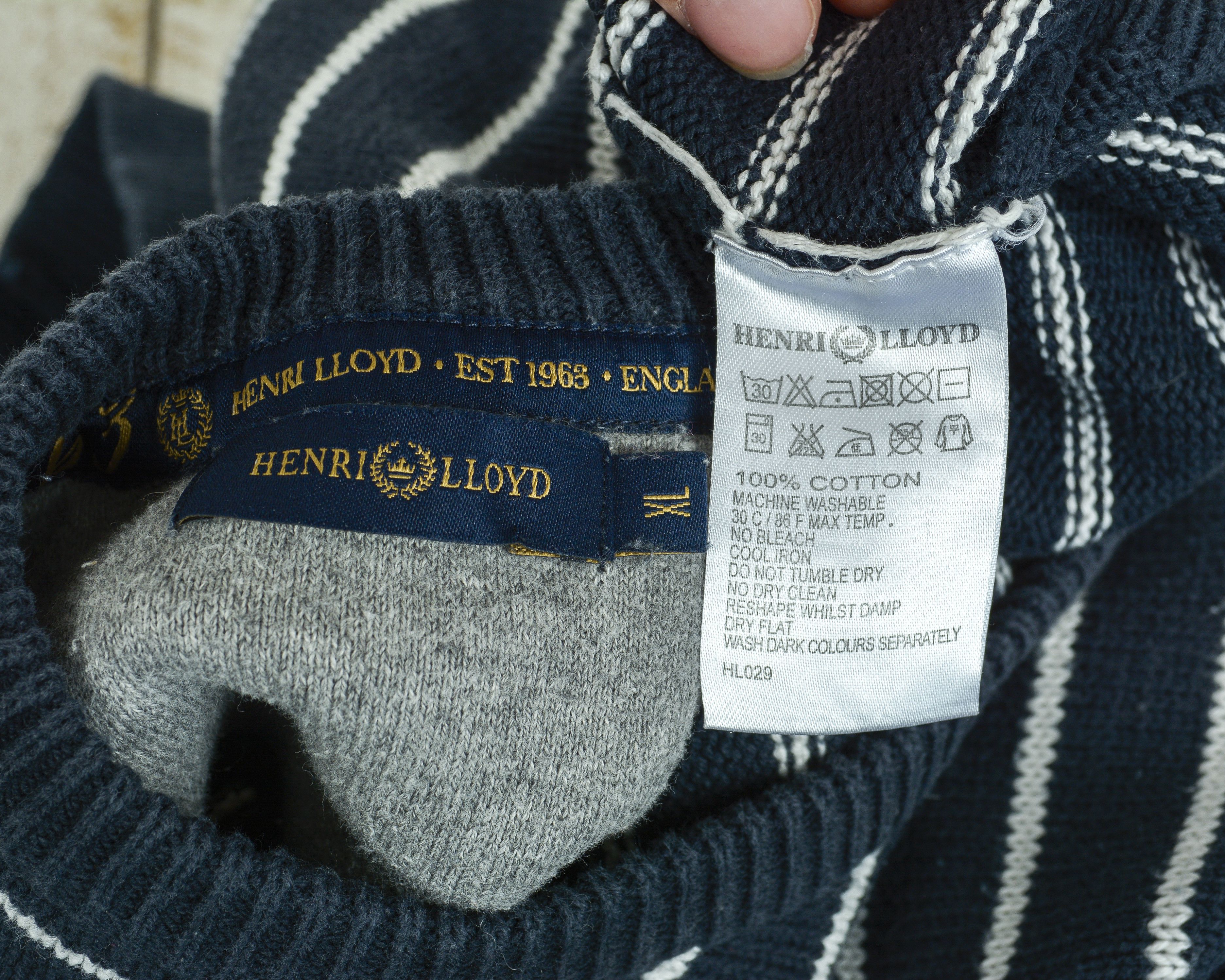 Henri Lloyd Mens XL Pullover Sweater Crew Neck Jumper Striped Logo Knit Size US XL / EU 56 / 4 - 5 Thumbnail
