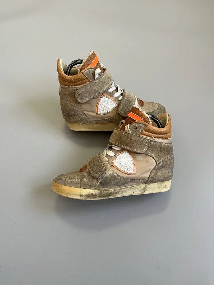 Philippe Model Isabel Marant Style Sneakers Bekett Hight Leather Shoes in Beige, Women's (Size 7)