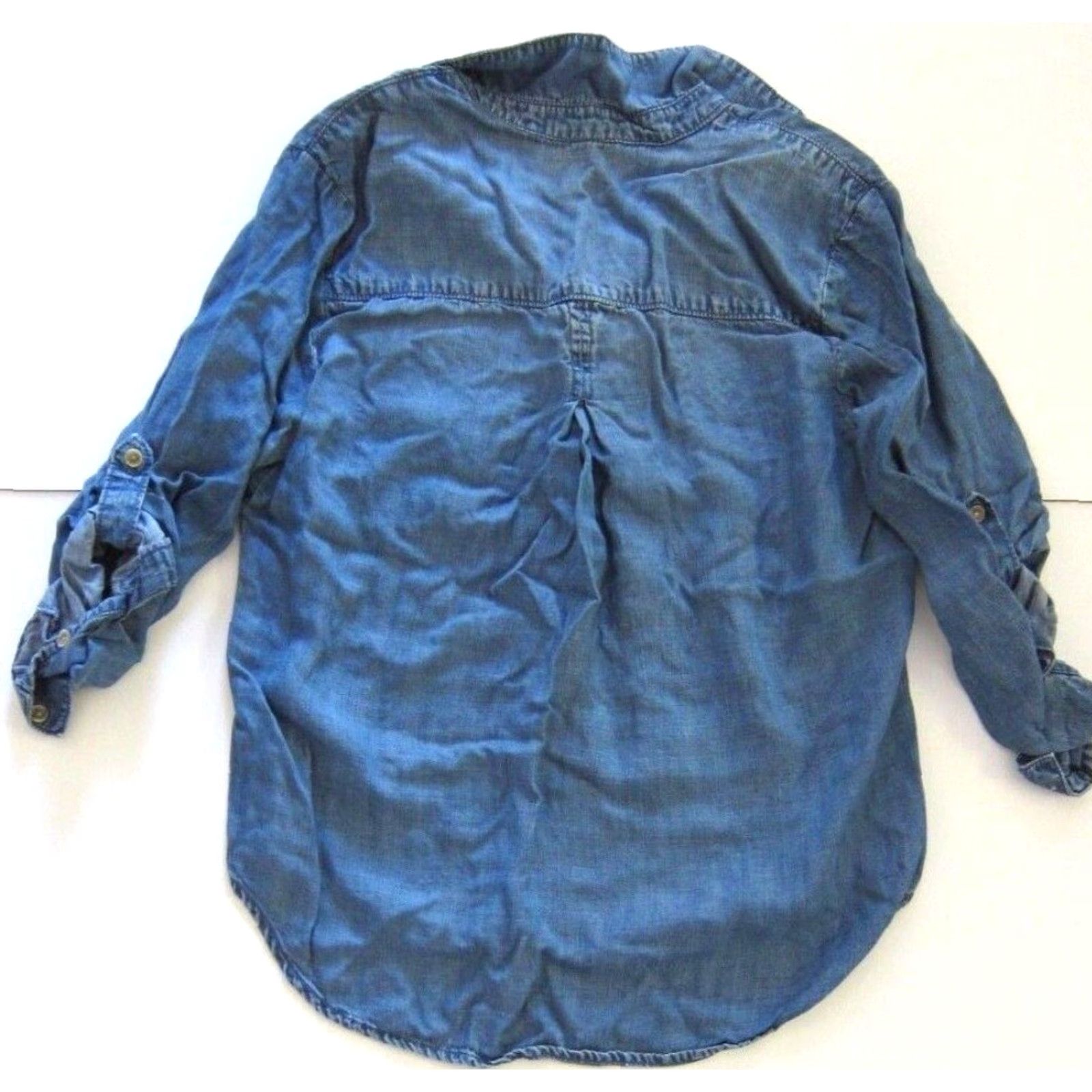 Denime Cloth & Stone 100% Tencel Blue Denim Long Sleeve Blouse Women's Size Small Size S / US 4 / IT 40 - 2 Thumbnail