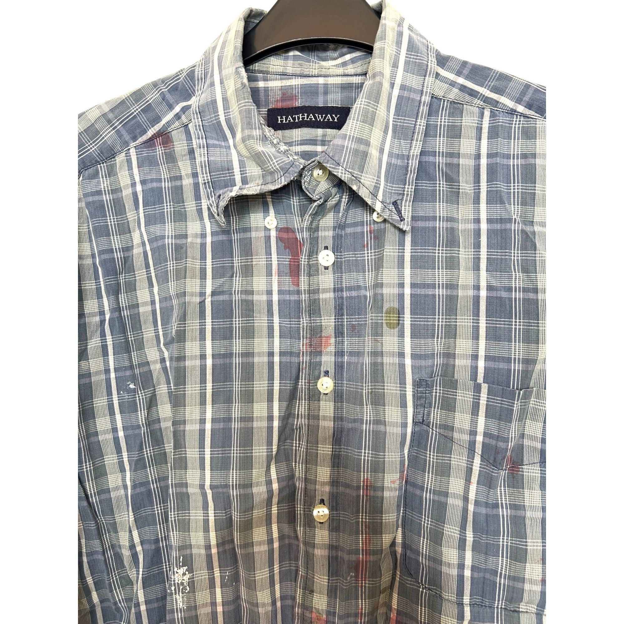 Other Halloween Costume Men’s Zombie Shirt Blue White Plaid L Vtg Size US L / EU 52-54 / 3 - 1 Thumbnail