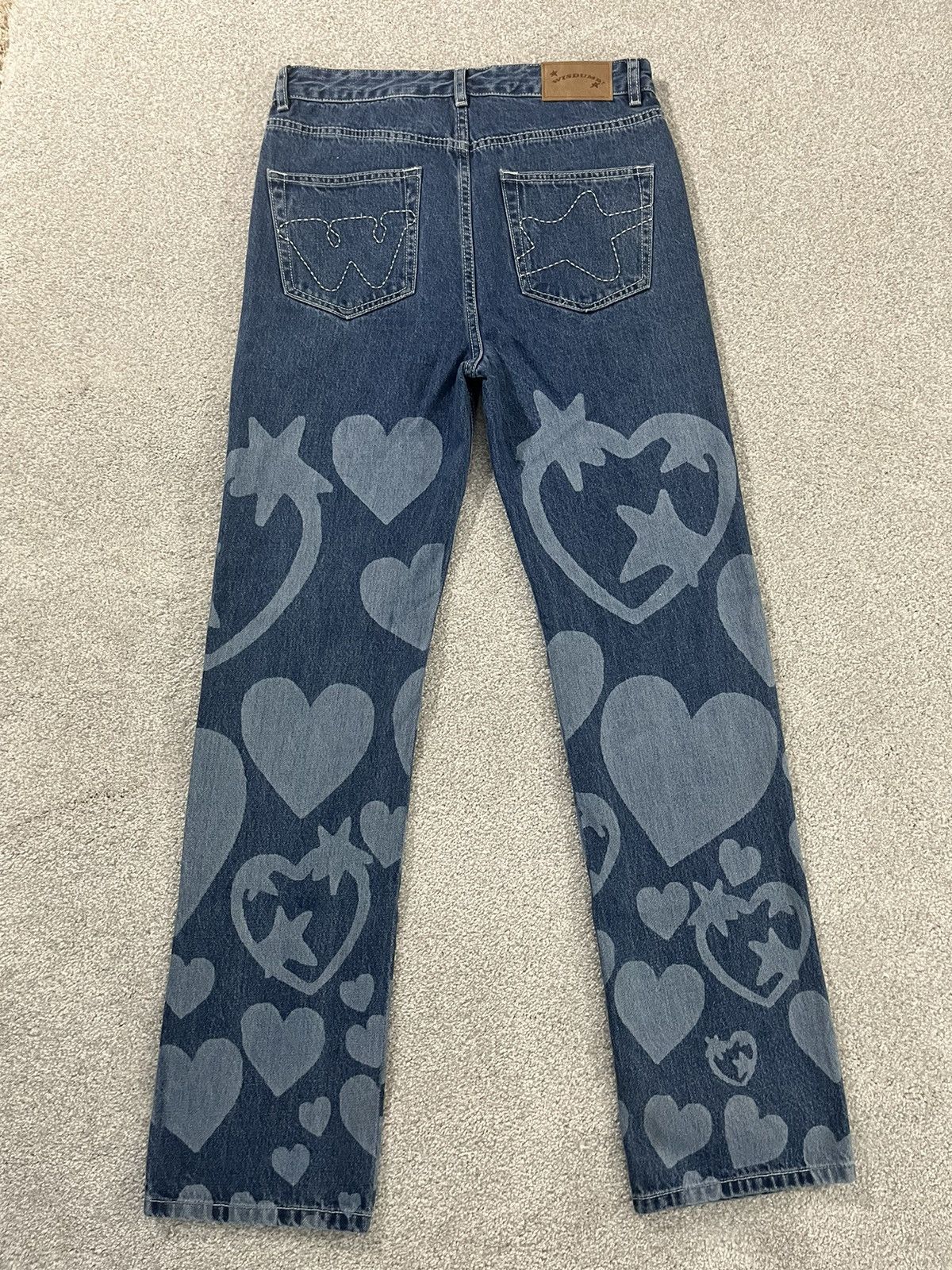 image of Vintage Laser Engraved Heart Jeans in Blue, Men's (Size 30)