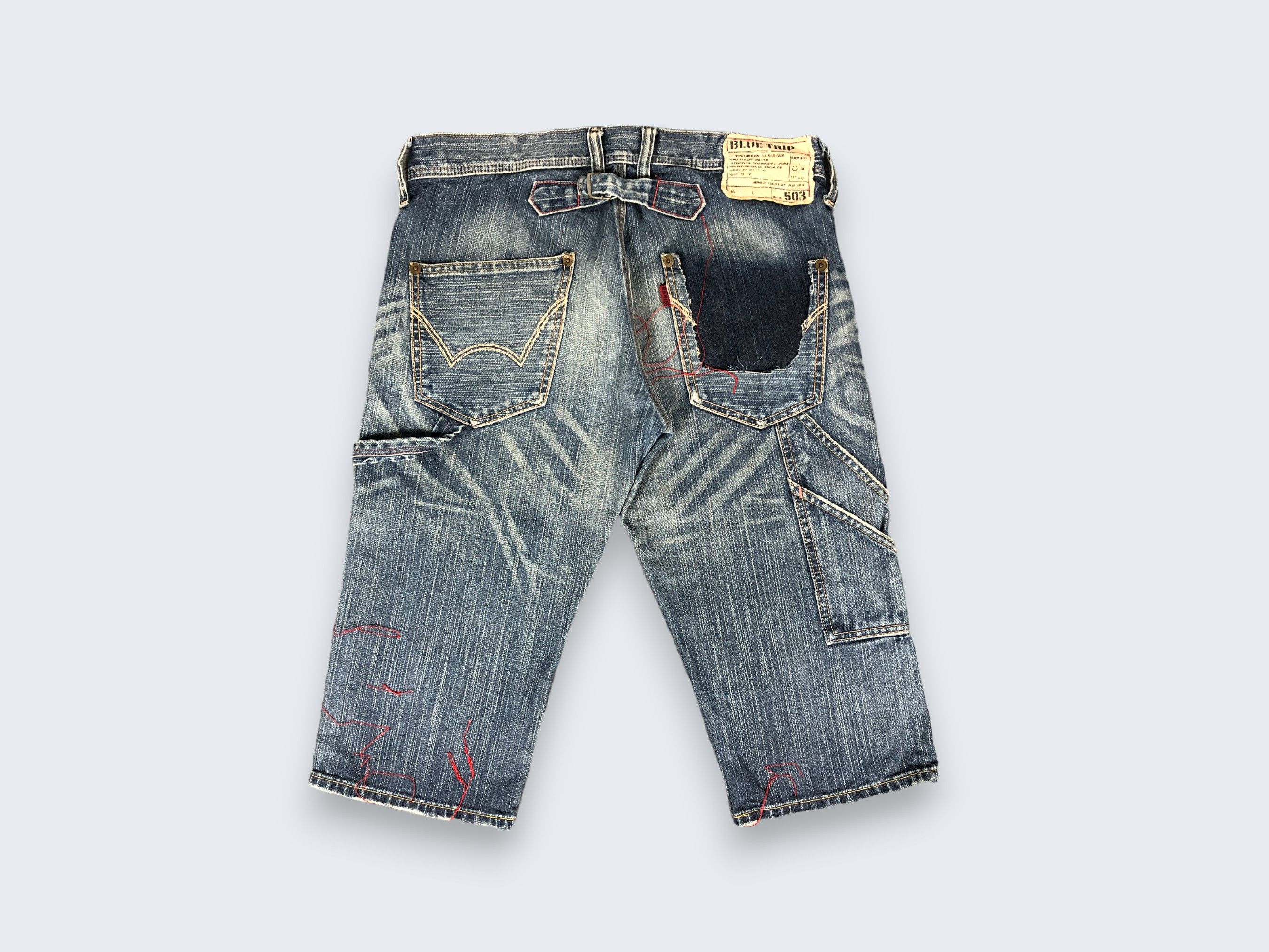 Edwin × Vintage Vintage Edwin 503 Blue Trip Short Jeans L1199 Size US 34 / EU 50 - 5 Thumbnail