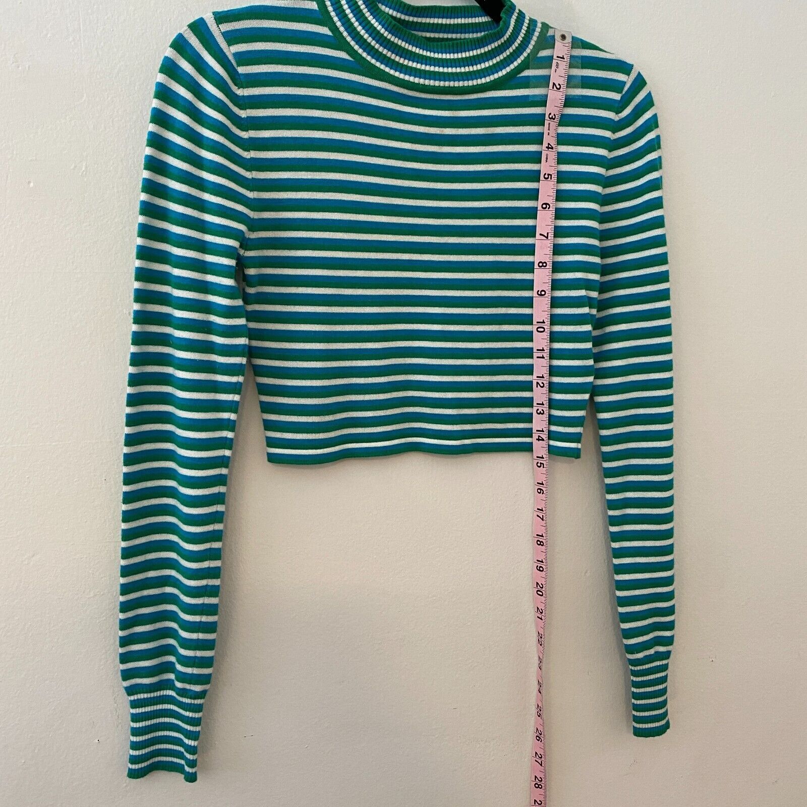 Other Silence + Noise Blue Green Striped Cropped Mock Knit Top S Size S / US 4 / IT 40 - 9 Thumbnail