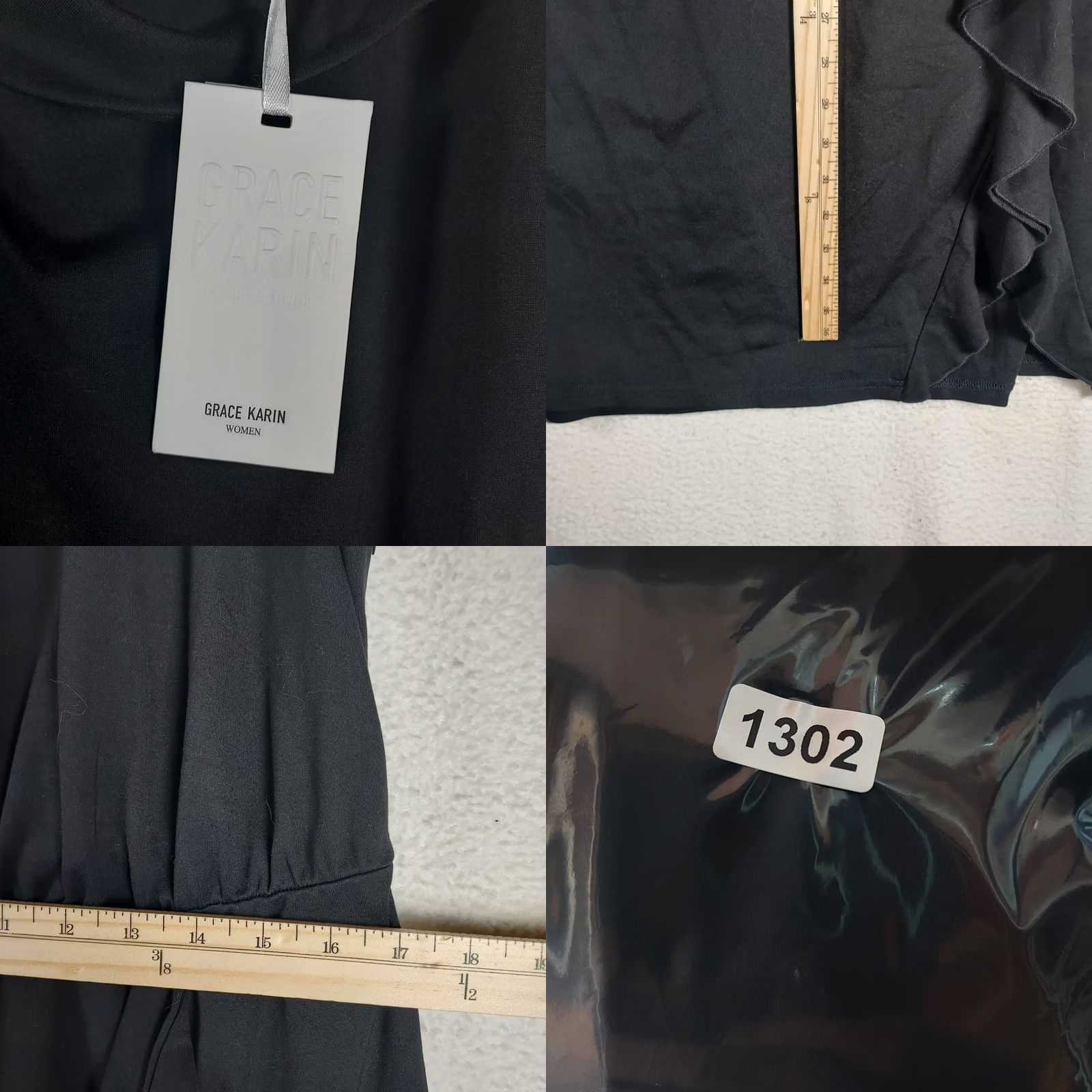 Vintage Grace Karin Women's 2XL Black Sleeveless Cowl Neck Ruffle Midi Dress NWT Size XXL / US 16-18 / IT 52-54 - 8 Thumbnail