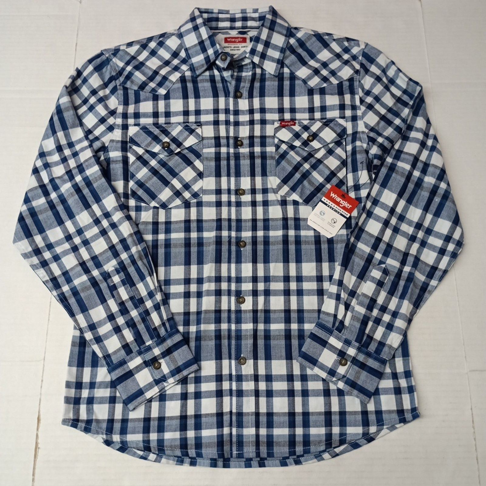 Wrangler Wrangler Slim Fit Woven Twill Shirt Men's S Small Blue Plaid Size US S / EU 44-46 / 1 - 1 Thumbnail