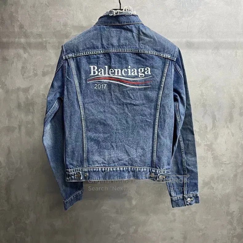 Balenciaga Balenciaga Blue Denim Jacket with Logo. Size US S / EU 44-46 / 1 - 1 Thumbnail