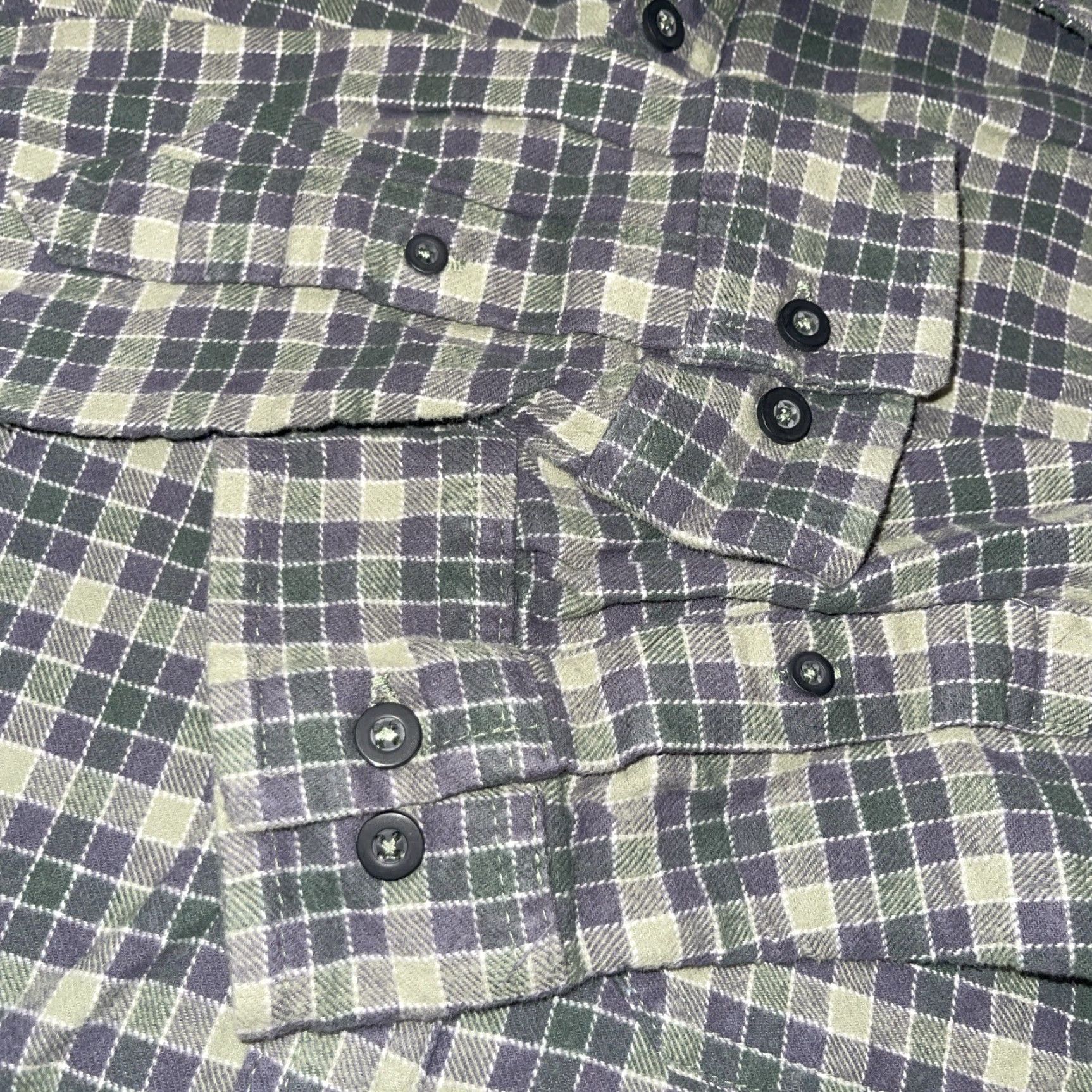Vintage RSQ Collective Flannel Button-Up Shirt Mens L Green Purple Plaid Long Sleeve Casual Soft Pocket Size US L / EU 52-54 / 3 - 7 Thumbnail