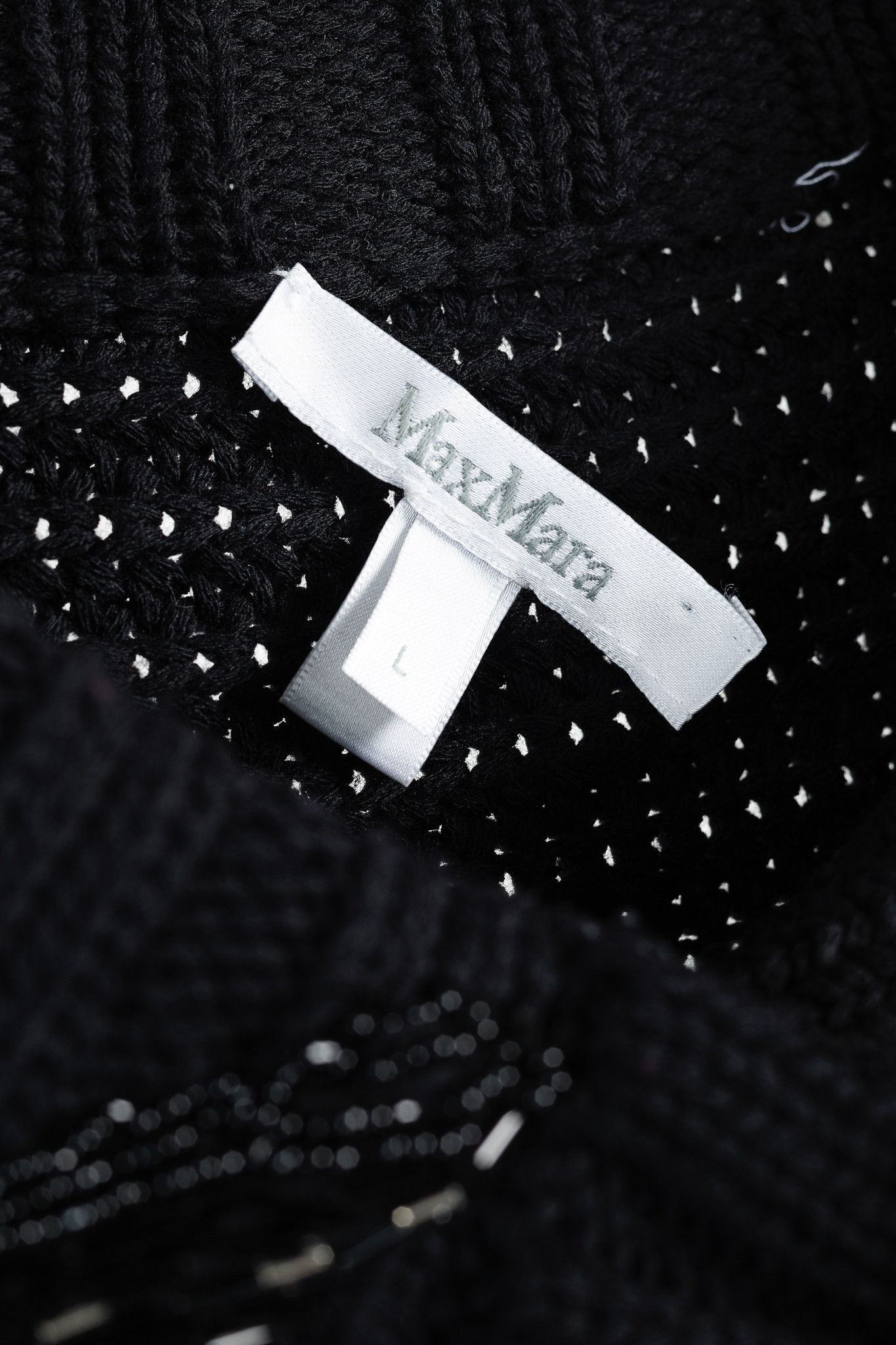 Max Mara MaxMara Black Chunky Knit Beaded Boxy Cardigan Size L / US 10 / IT 46 - 4 Thumbnail