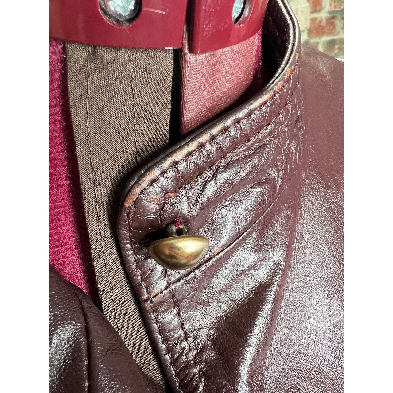 High Sierra leather Jacket OXBLOOD red burgundy wine cropped puff sleeve Size XL / US 12-14 / IT 48-50 - 10 Thumbnail