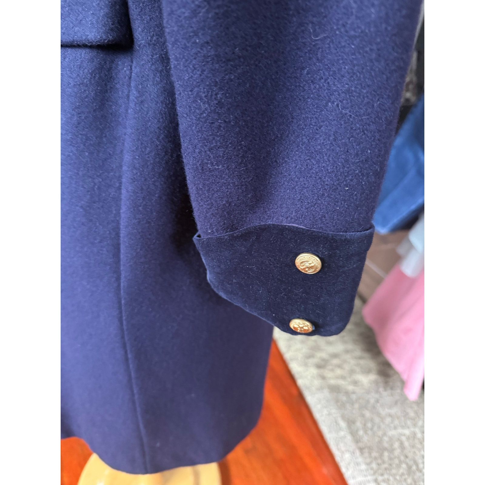 Vintage Vintage 60s Wool Navy Blue Gold Swing Pea Coat X Small Size XS / US 0-2 / IT 36-38 - 8 Thumbnail