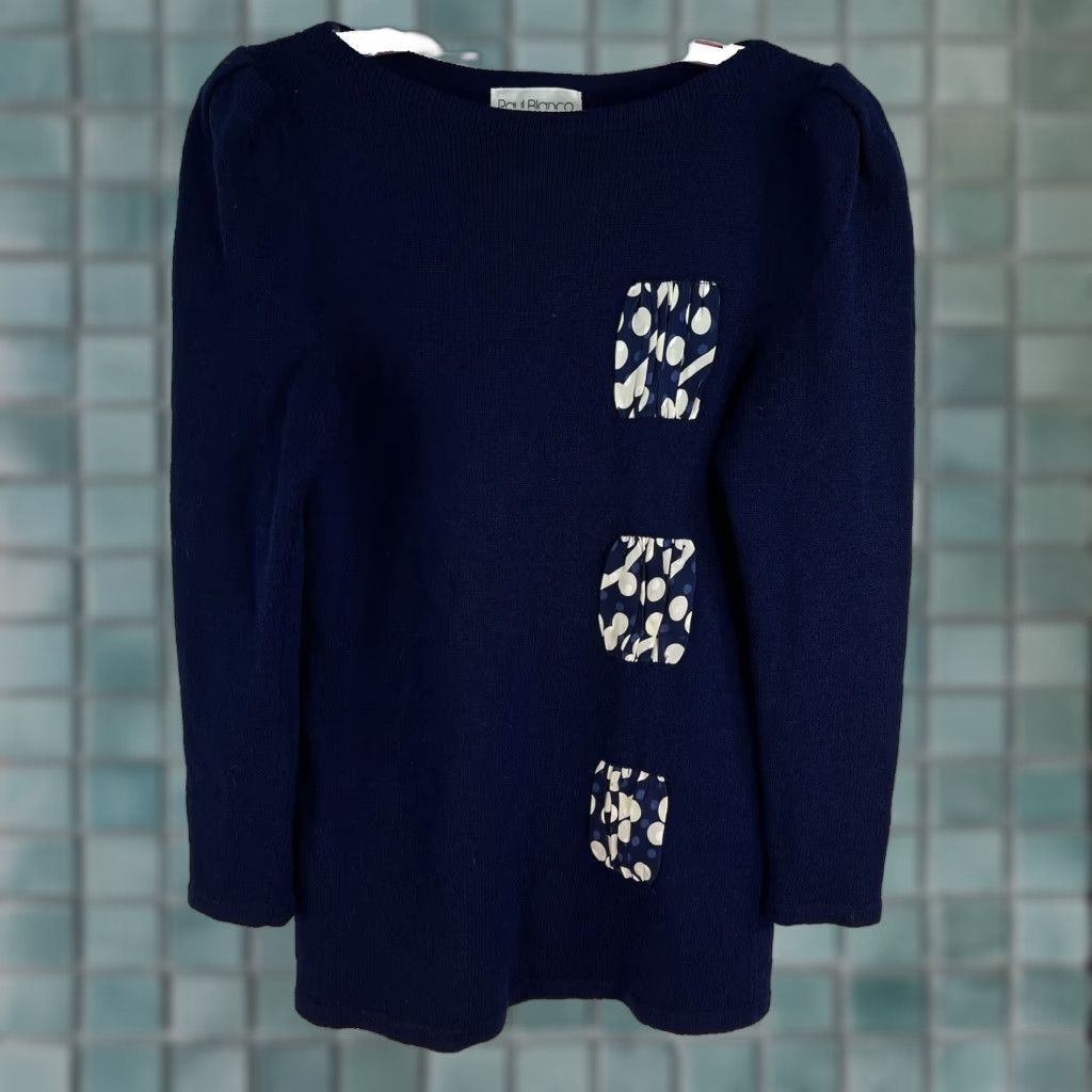 Vintage VINTAGE Raul Blanco Handloom Sweater Women’s Size 8 Blue Geometric Knit Pullover Raglan Long Sleeve Vintage 80s/90s Womens Size M / US 6-8 / IT 42-44 - 1 Thumbnail