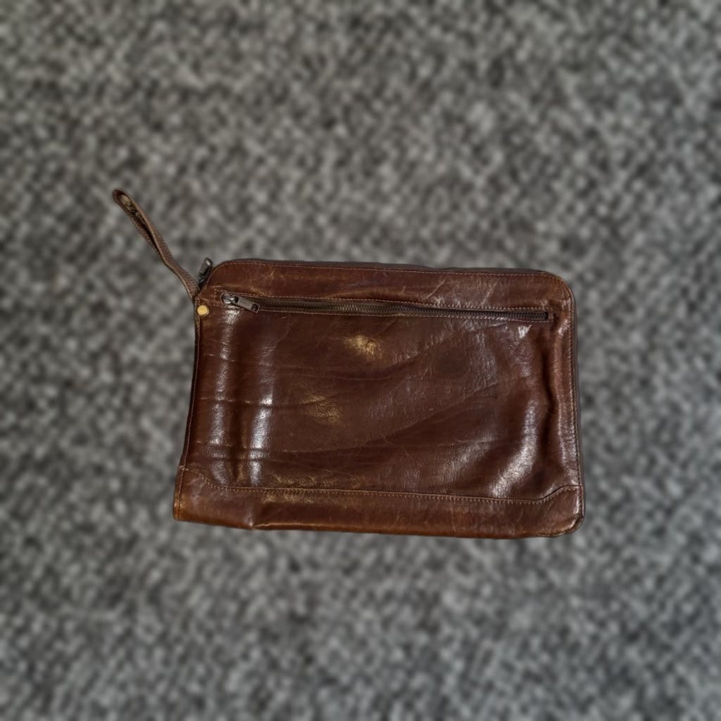 Vintage VINTAGE Renwick Briefcase Leather Bag Medium Brown Canada Mens Oxhide Slim Underarm Writing Case 15.5 x 11 Outer Pockets Size ONE SIZE - 1 Thumbnail