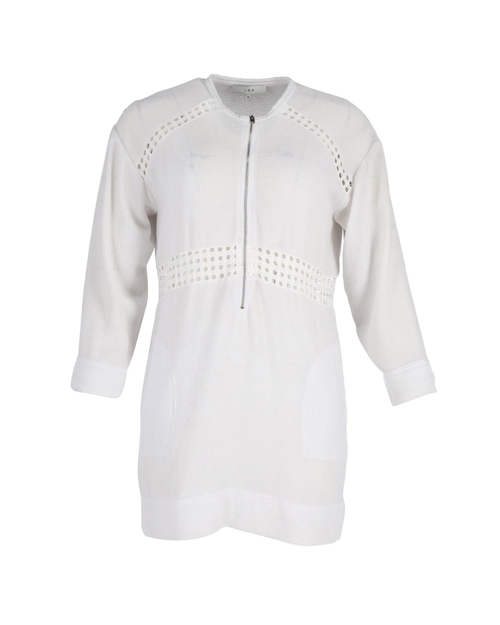 image of Perforated Detail White Mini Dress With Front Zipper By Iro, Women's (Size XS)
